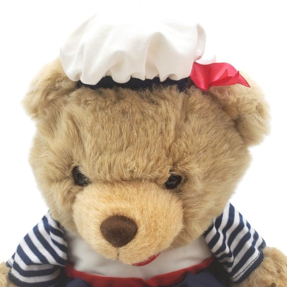 Girl Commonwealth Tan‎ Teddy Bear W/ Blue Sailor Outfit Plush VTG Stuffed 11" - Picture 2 of 8